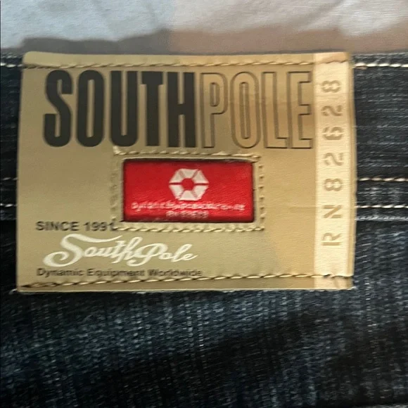 South Pole Men's Vintage Y2K Style Blue Wash Denim Shorts with White Hem - sz 32 - Picture 8 of 8